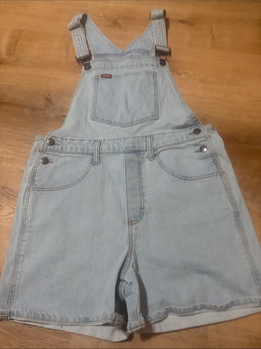 Wrangler Light Blue Denim Short Overalls Medium